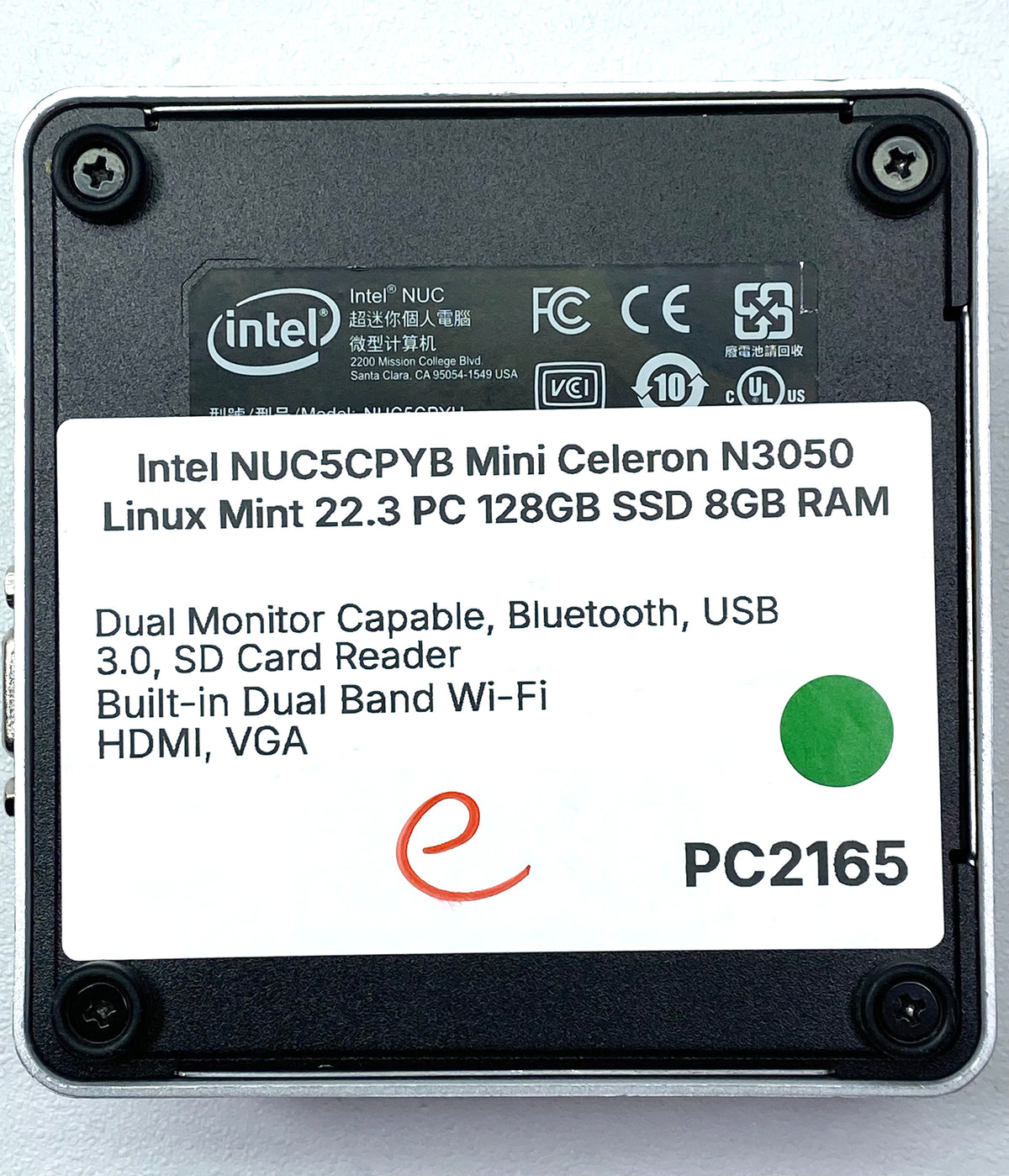 Desktop Intel NUC5CPYB Celeron N3050 8GB 128GB SSD LINUX MINT c/ adaptador