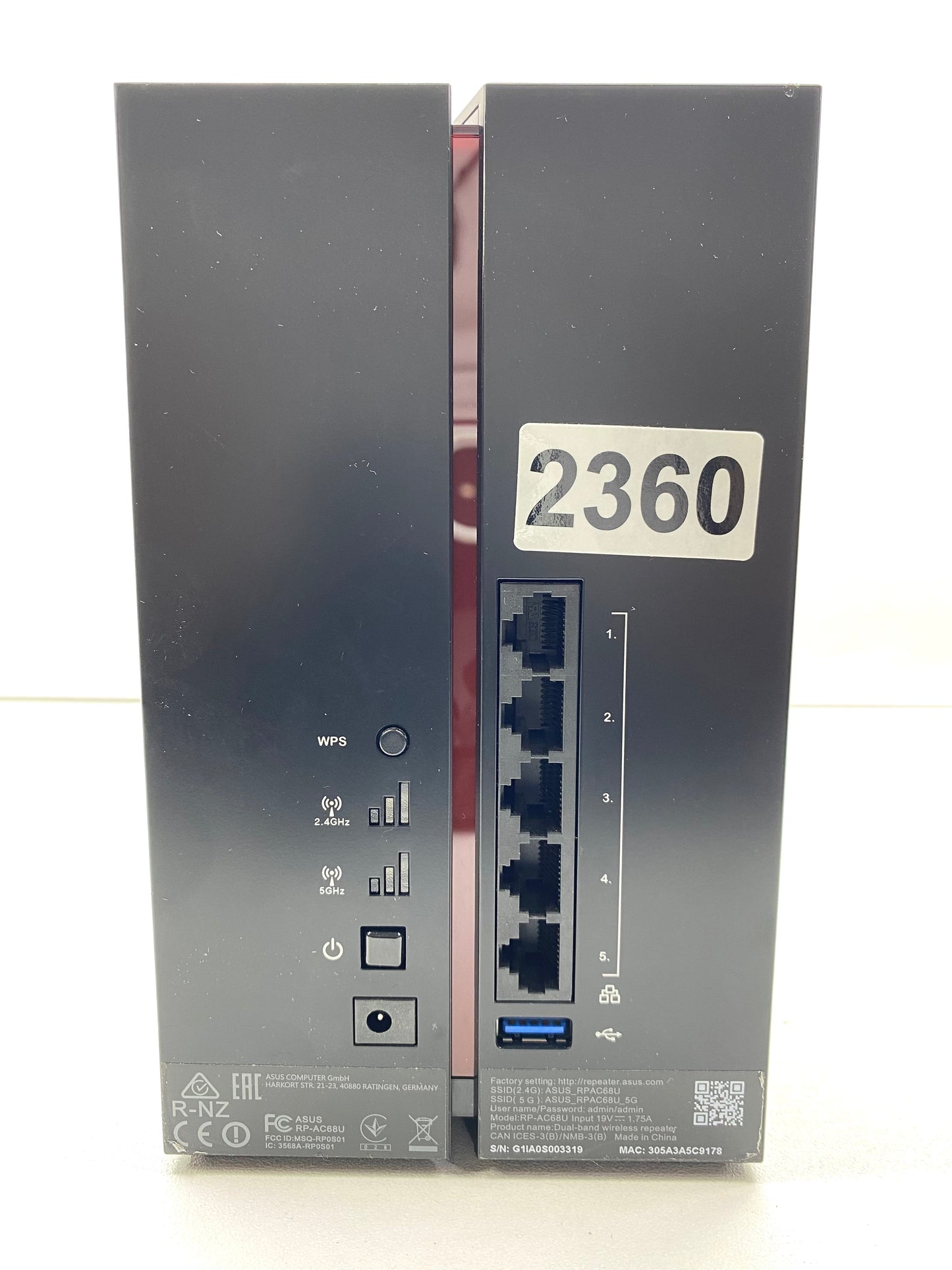Repetidor Wi-Fi ASUS RP-AC68U AC1900 Dual Band 5 Puertos LAN y USB 3.0 c/ Fuente