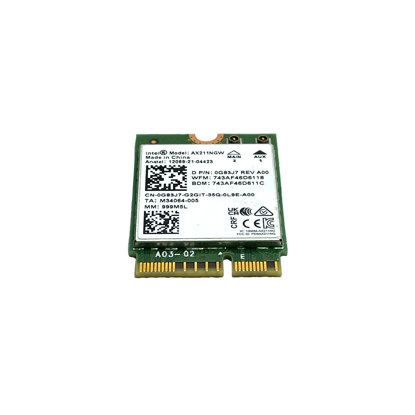 Tarjeta WiFi & Bluetooth Intel M.2 AX211NGW WiFi 6E