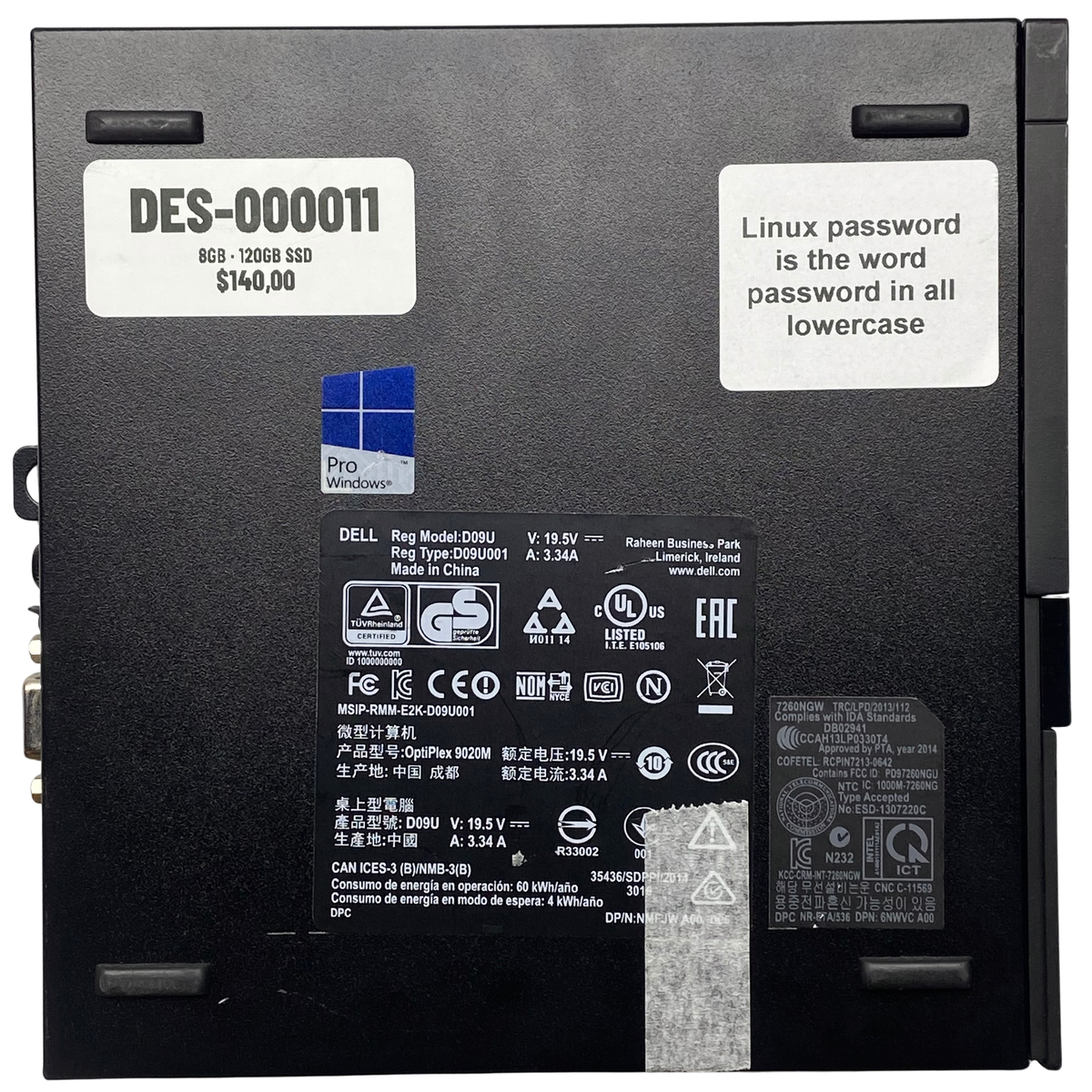 Desktop Dell OptiPlex 9020 USFF i5-4590T 8GB 128GB SSD LINUX MINT c/ adaptador