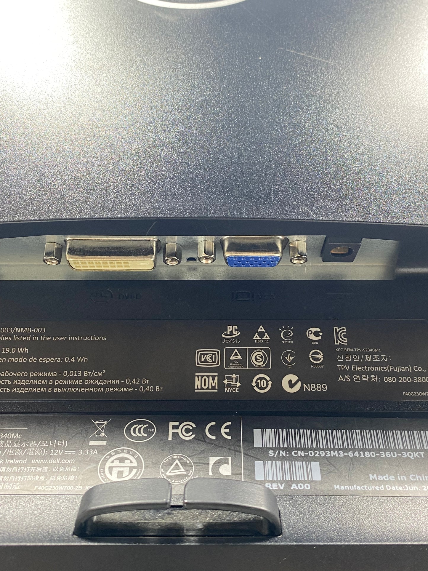 Monitor Dell S2340MC 23" (FHD) 60Hz IPS 1080p VGA DVI c/ Cable DVI a HDMI