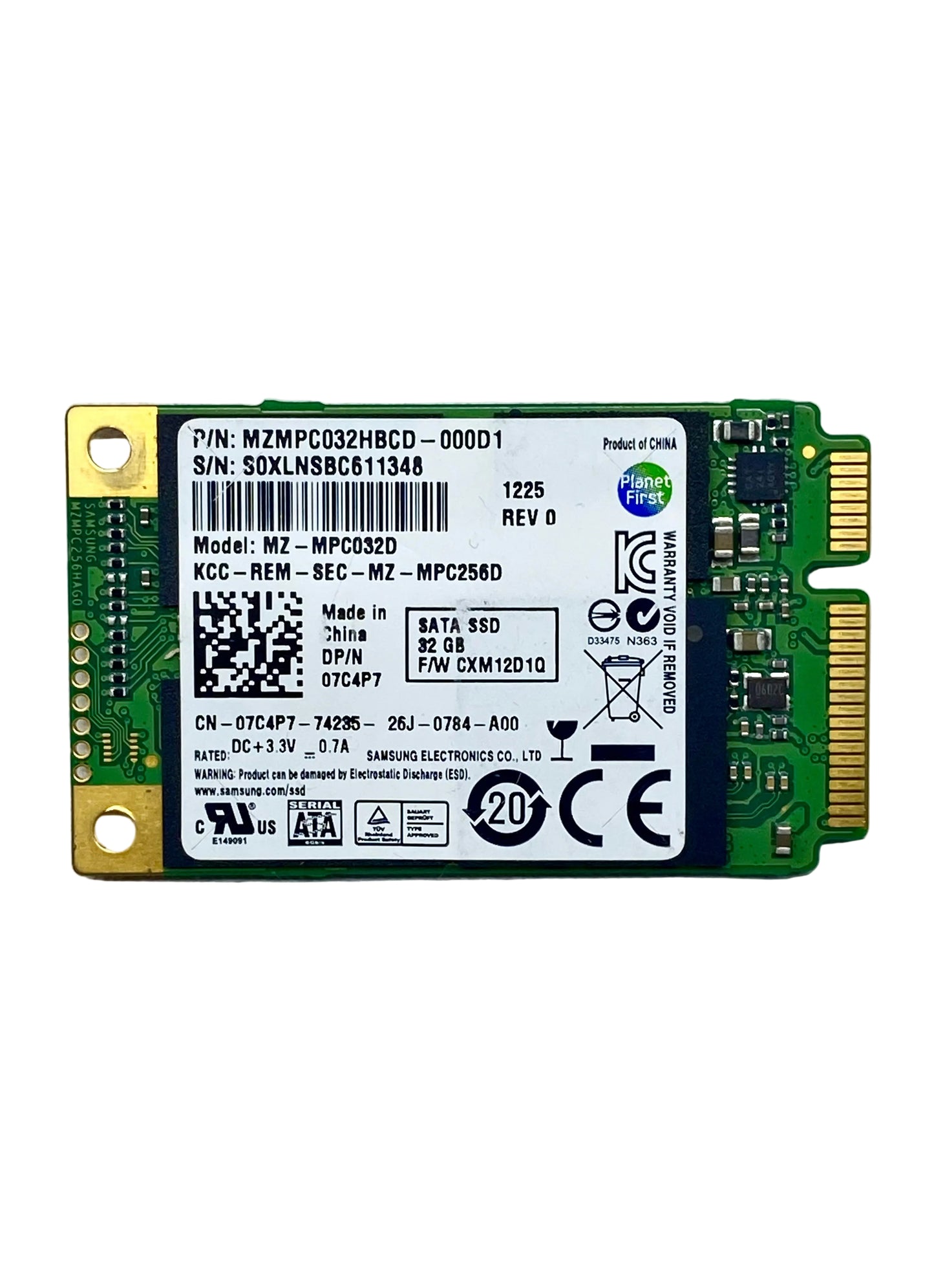 Disco Duro Sólido Samsung 32GB mSATA SATA 6Gb/s