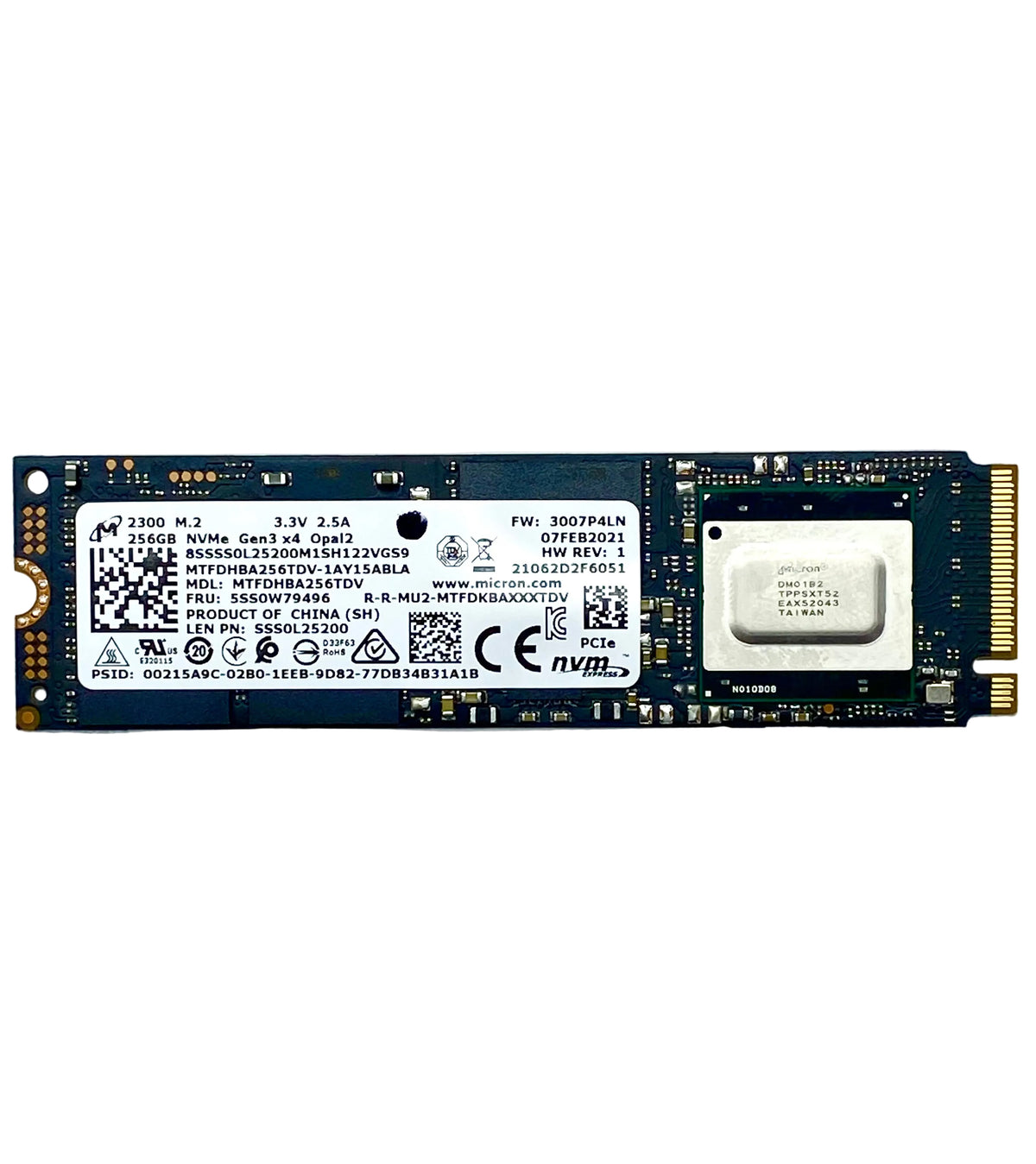 Disco Duro Sólido Micron 256GB M.2 2280 NVMe Gen3x4
