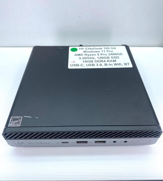 Desktop HP EliteDesk 705 G4 Ryzen 5 2400GE 16GB RAM DDR4 128GB SSD WINDOWS 11 PRO c/ adaptador