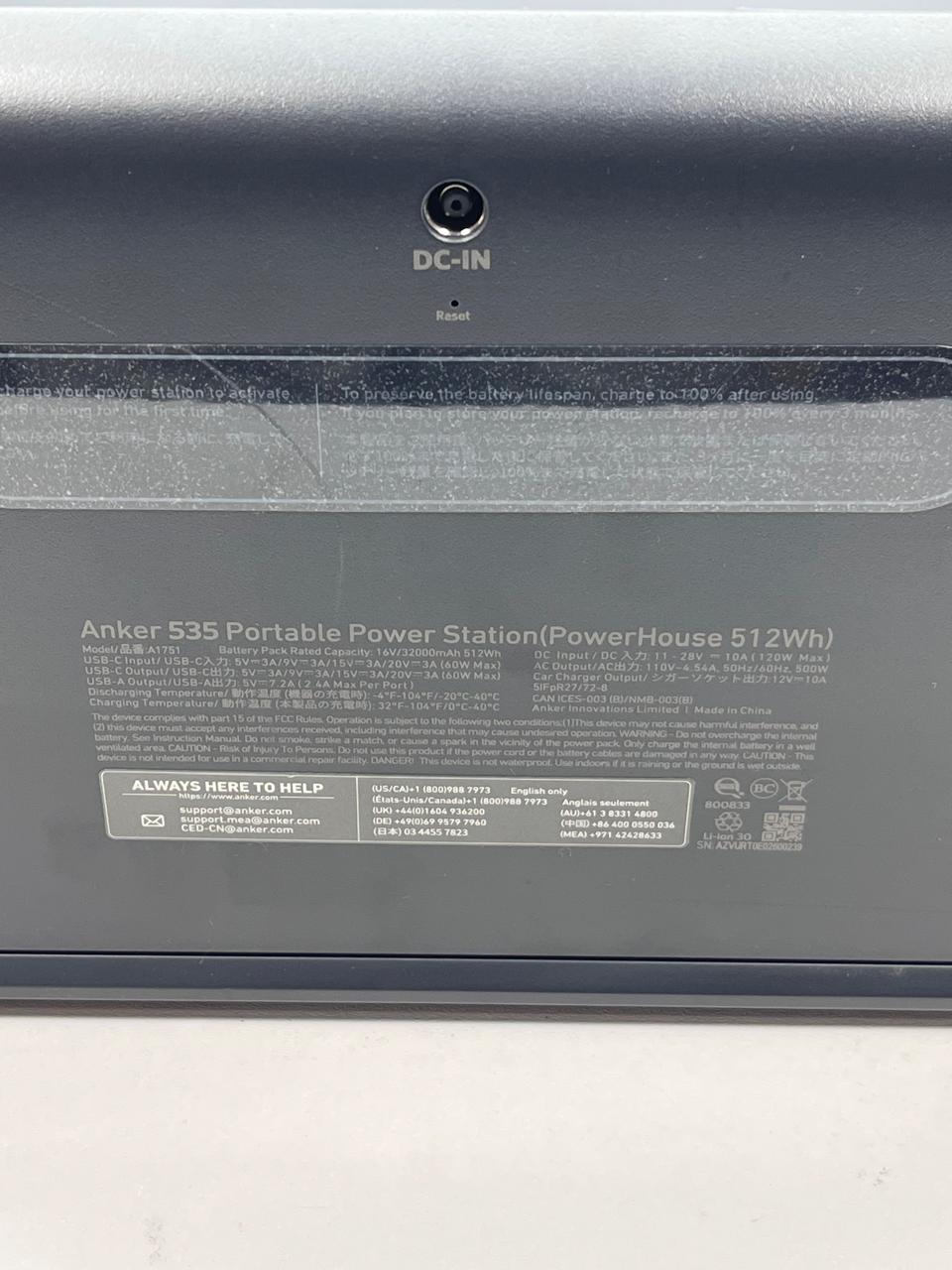 Estación de Energía Portátil Anker 535 512Wh 500W Open Box c/ Adaptador