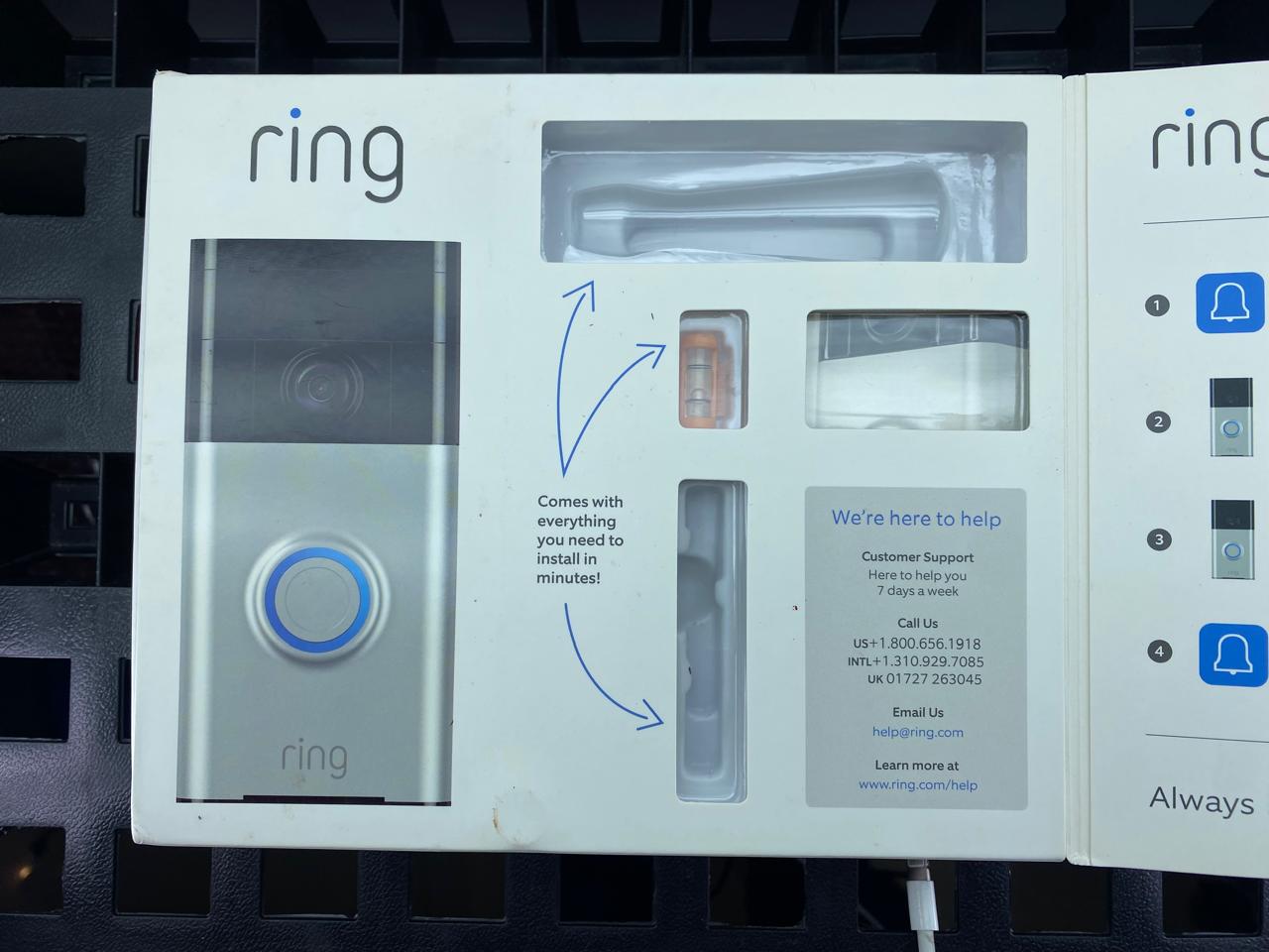 Timbre Ring Video Doorbell HD Wi-Fi Detección de movimiento c/ adaptador de corriente