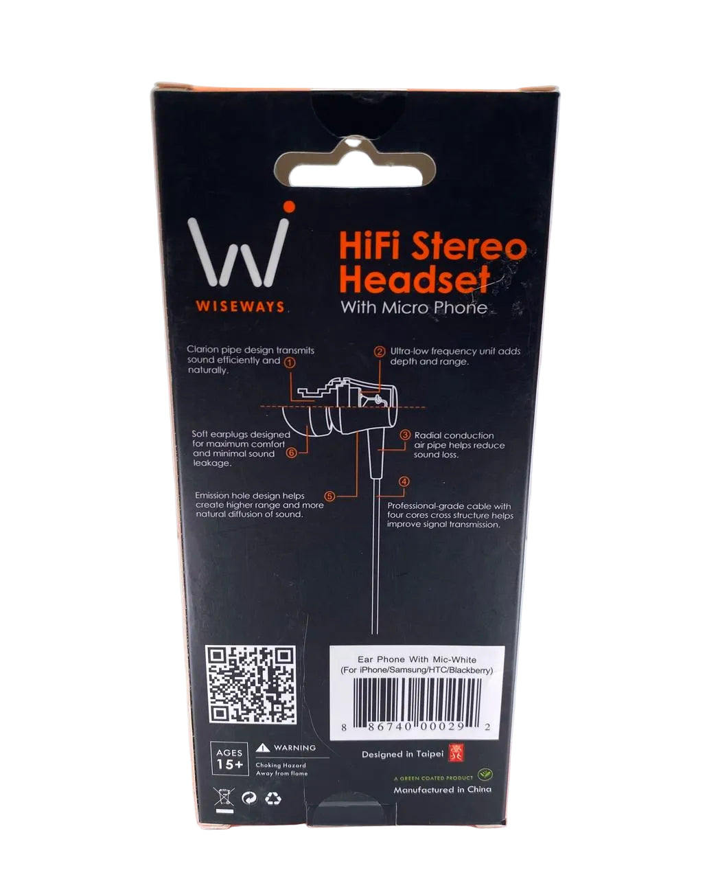 Audífonos con Cable Wiseways HiFi Estéreo c/ Micrófono Nuevos