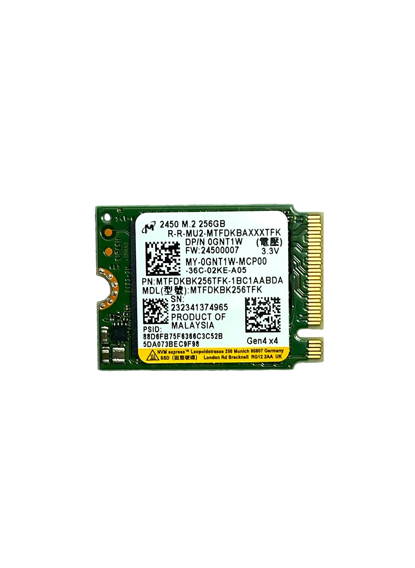 Disco Sólido Micron SSD M.2 NVMe Gen4 256GB