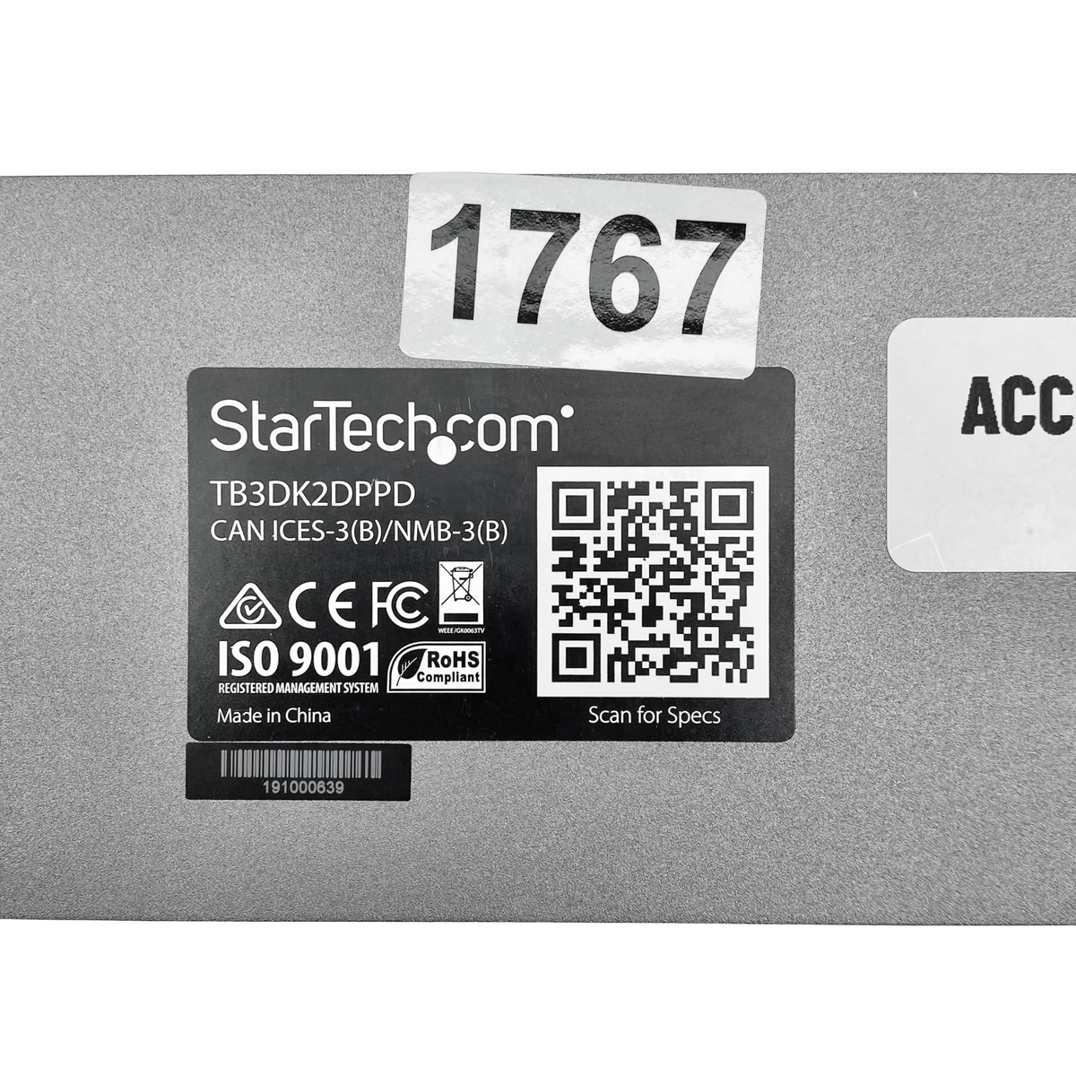 Docking Station StarTech.com TB3DK2DPPD c/ adaptador