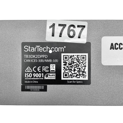 Docking Station StarTech.com TB3DK2DPPD c/ adaptador