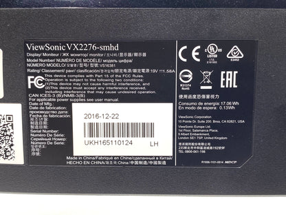 Monitor ViewSonic VX2276-SMHD 22" (FHD) 75Hz IPS c/ HDMI y Altavoces Integrados