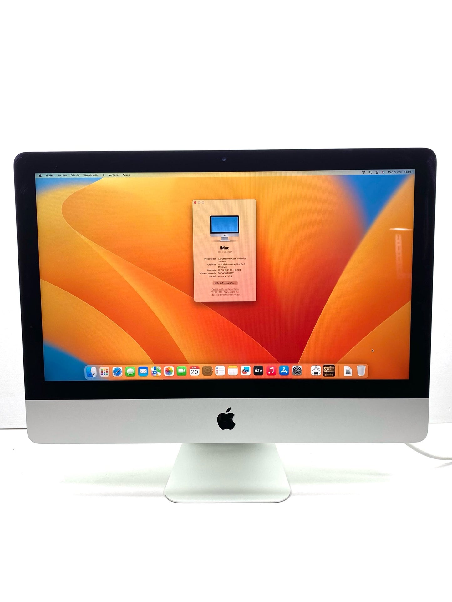 Apple iMac 2017 A1418 21.5" 1920x1080 (FHD) Core i5-7360U 16GB RAM DDR4 256GB SSD macOS VENTURA c/ adaptador
