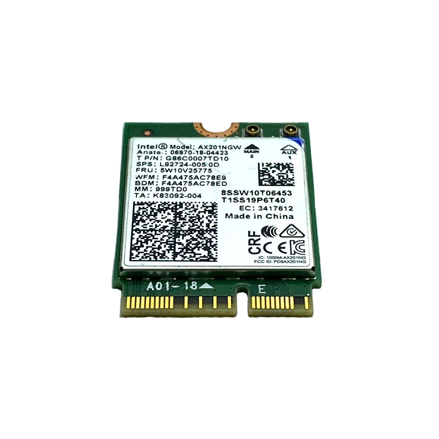 Tarjeta WiFi & Bluetooth Intel M.2 AX201NGW WiFi 6