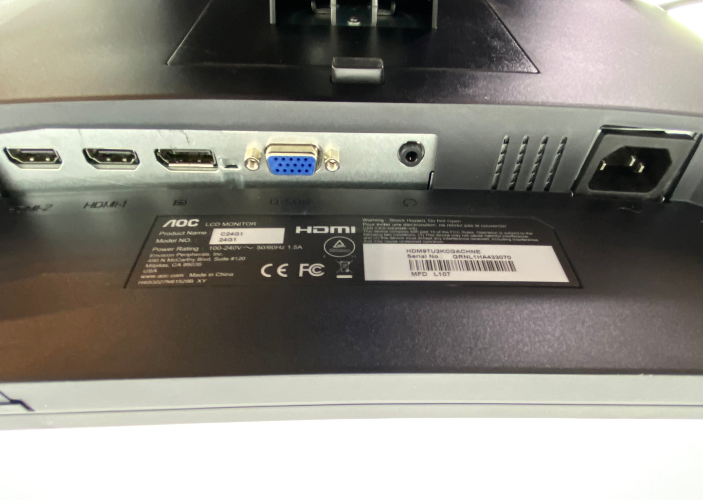 Monitor Curvo AOC C24G1 24" 1920x1080 (FHD) 144Hz