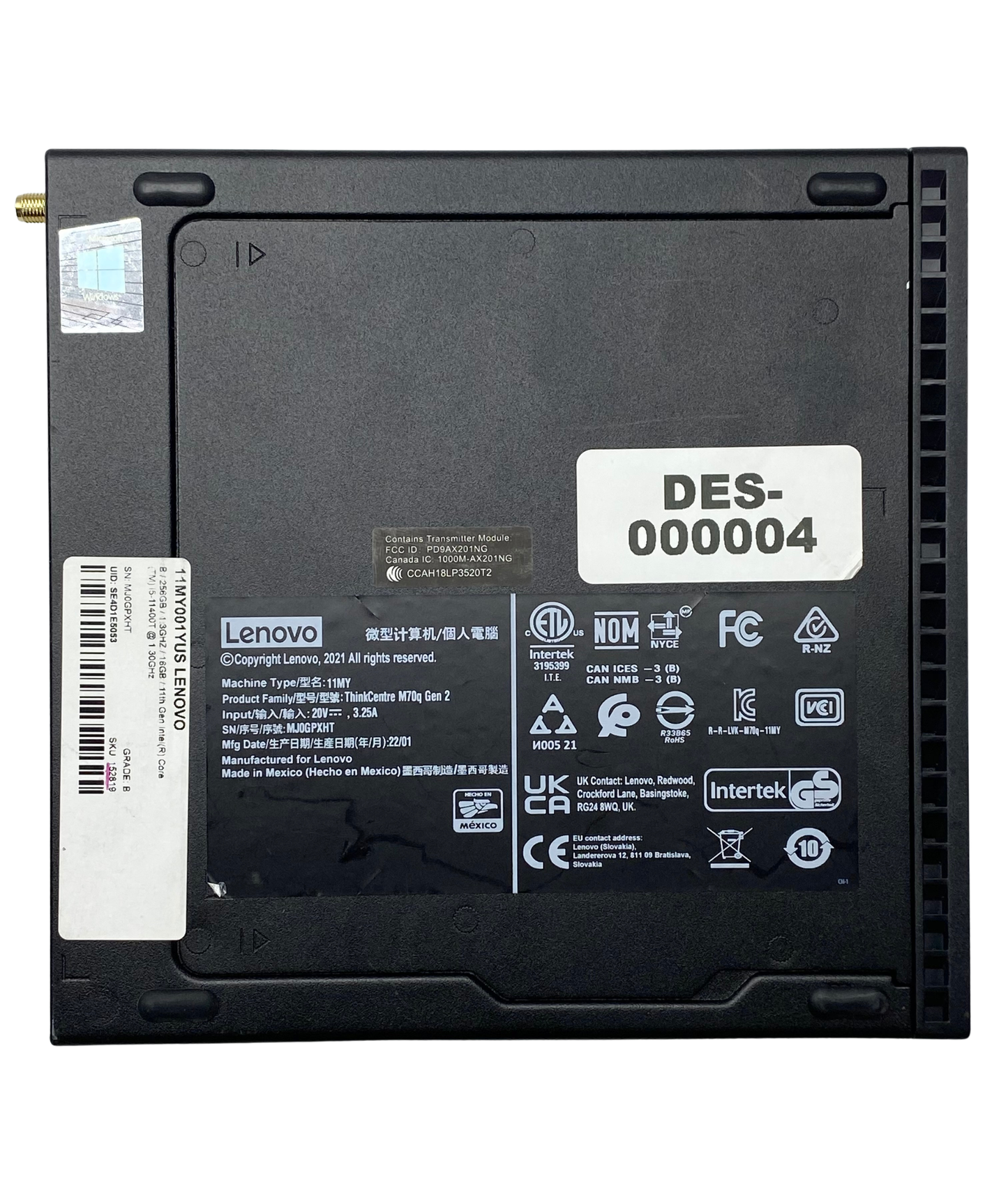 Desktop Lenovo ThinkCentre M70q Gen 2 USFF i5-11400T 16GB 256GB SSD WINDOWS 11 PRO c/ adaptador
