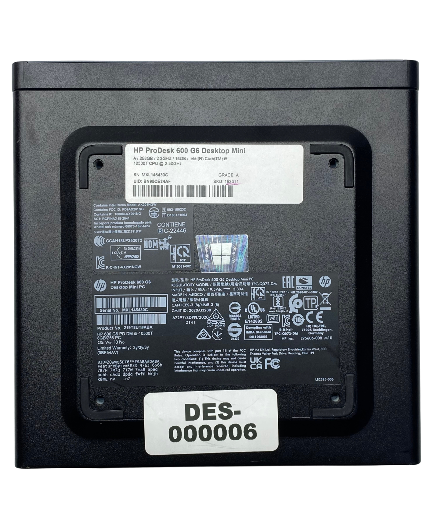 Desktop HP ProDesk 600 G6 Mini USFF i5-10500T 16GB 256GB SSD WINDOWS 11 PRO c/ adaptador