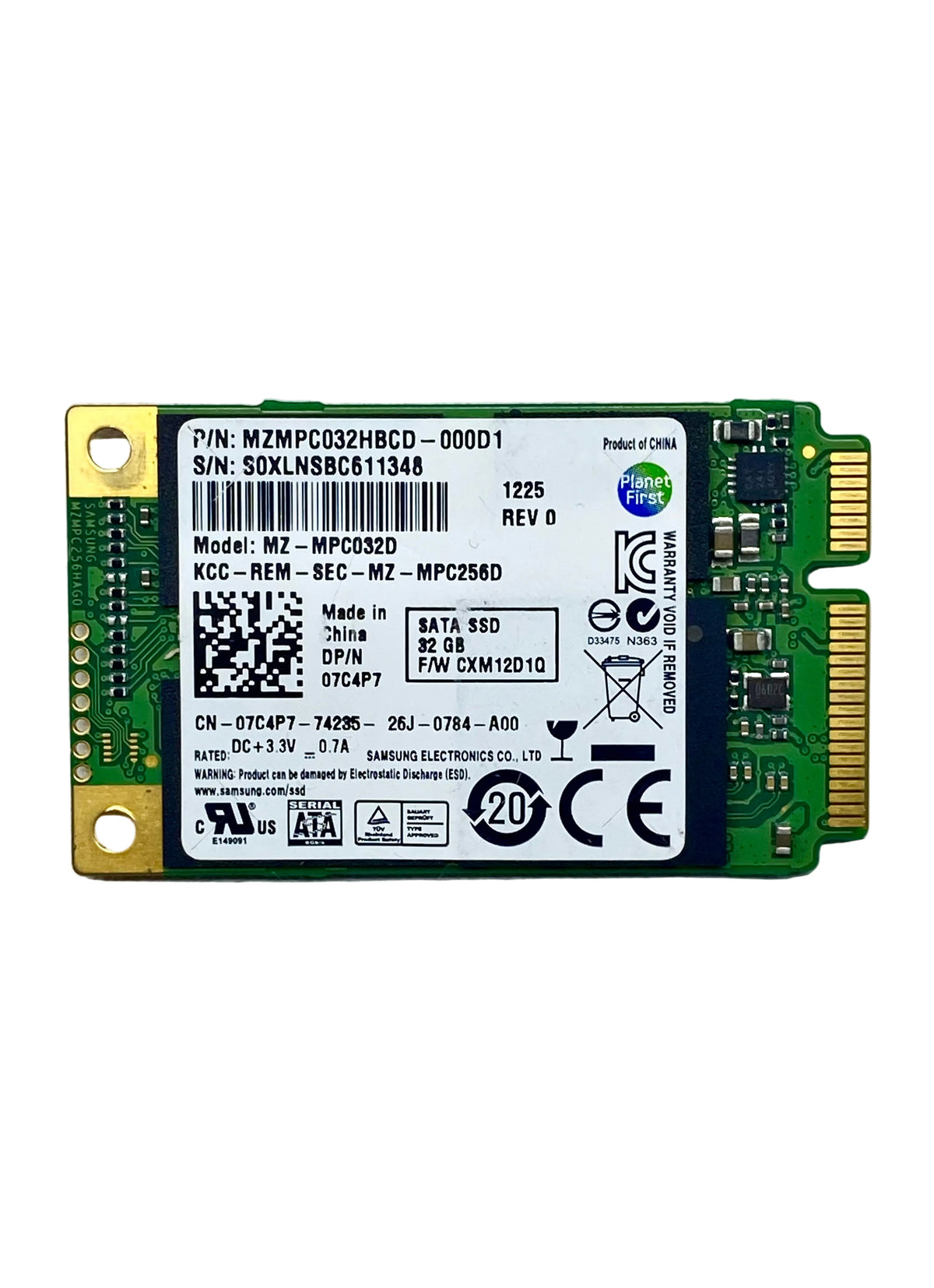 Disco Duro Sólido Samsung 32GB mSATA SATA 6Gb/s