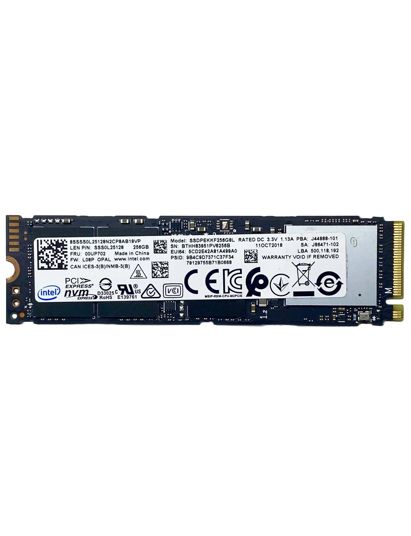 Disco Duro Sólido Intel 256GB M.2 2280 NVMe Gen3x4