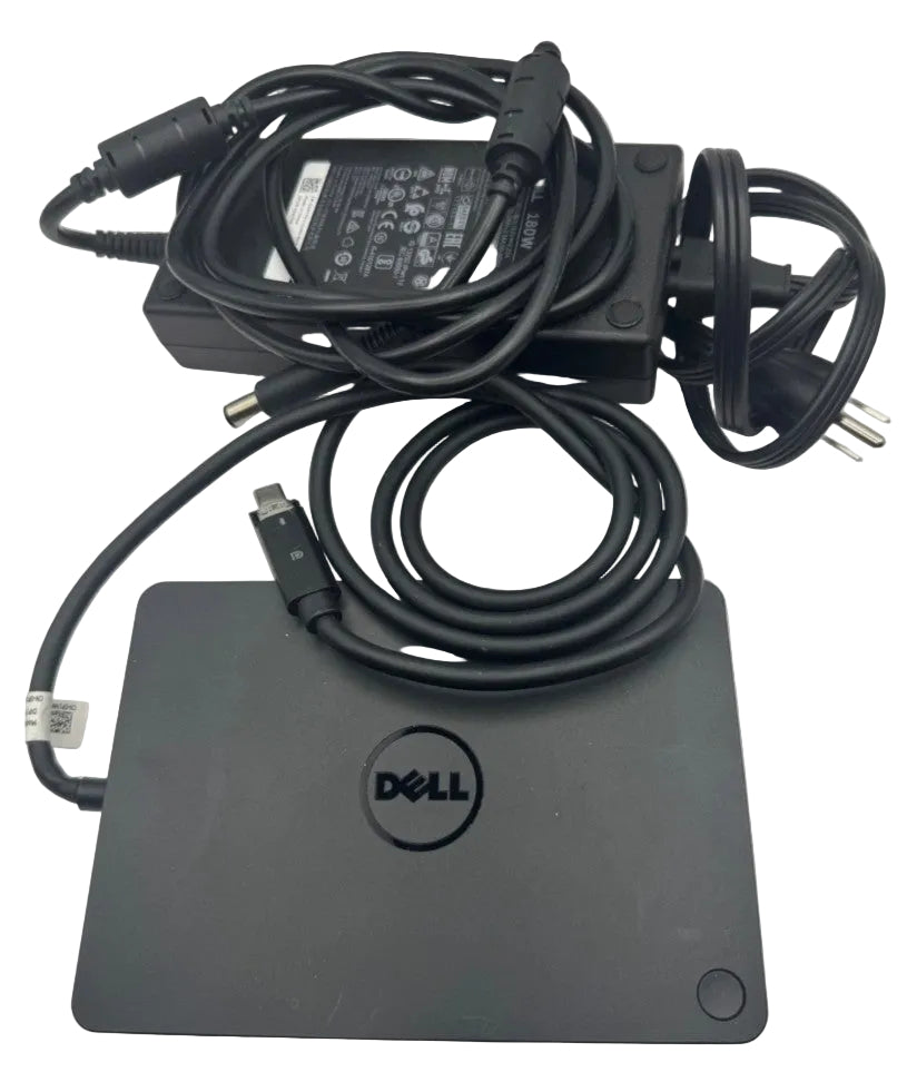 Estación de Acoplamiento Dell WD15 USB-C con Doble Pantalla y Cargador Dell de 130 Watts