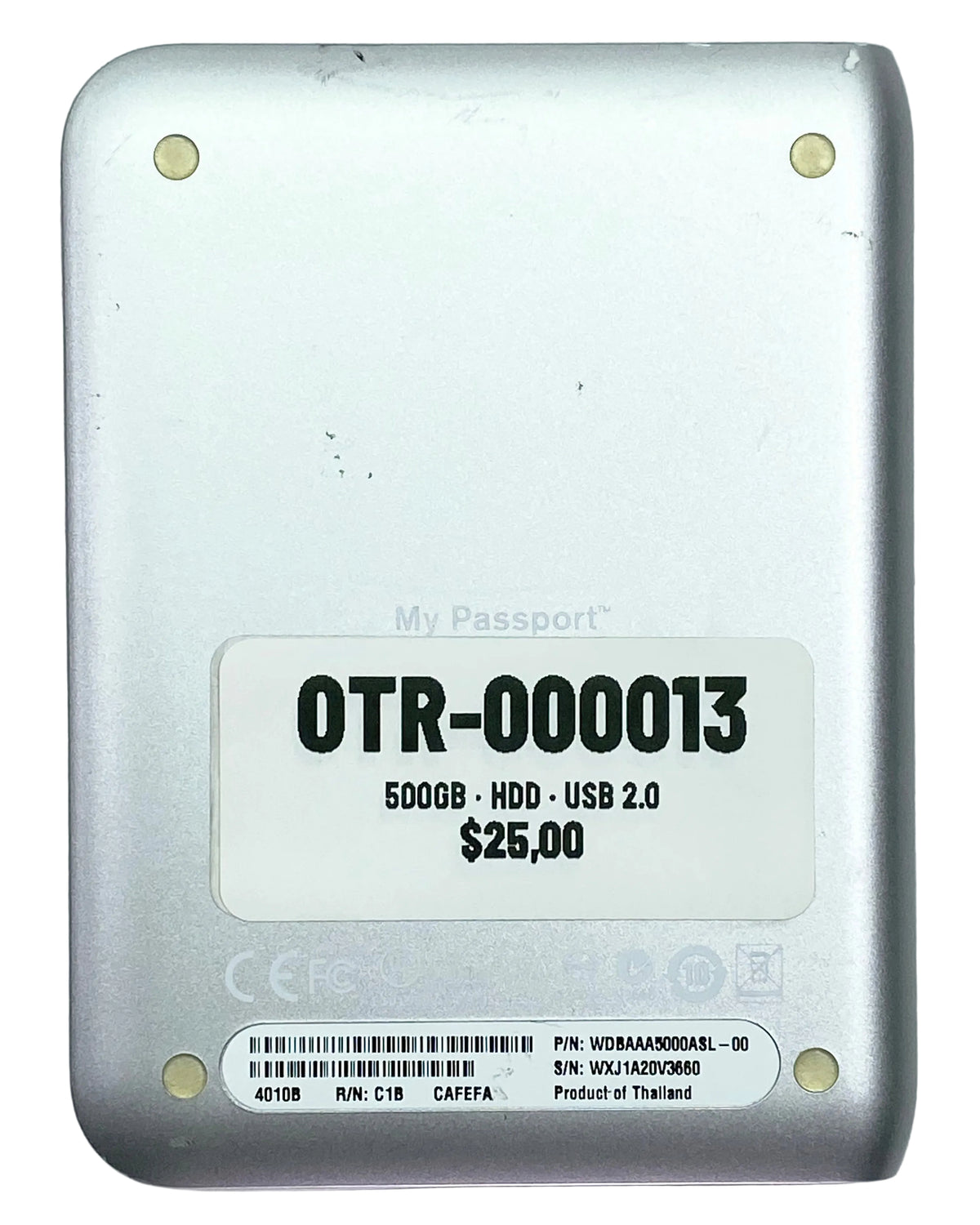 Disco Duro Externo HDD 500GB USB 2.0 Western Digital My Passport c/ cable