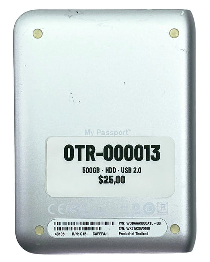 Disco Duro Externo HDD 500GB USB 2.0 Western Digital My Passport c/ cable