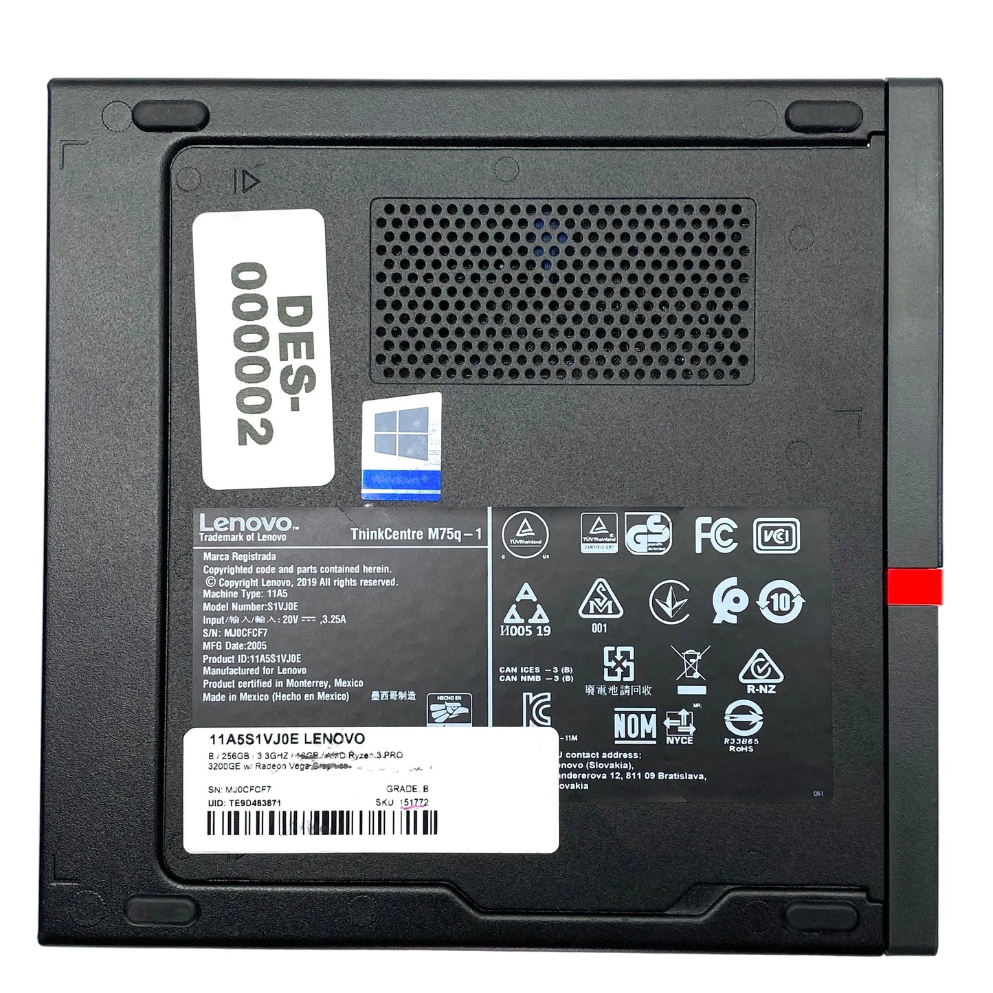 Desktop Lenovo ThinkCentre M75q-1 USFF Ryzen 3 Pro 16GB 256GB SSD WINDOWS 11 PRO c/ adaptador