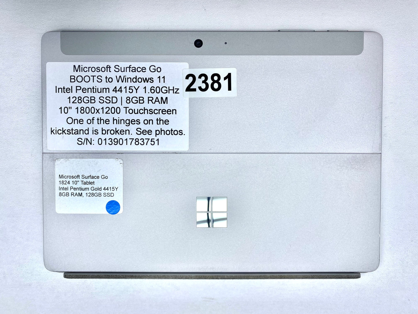 Tablet Microsoft Surface Go 10" Intel Pentium 4415Y 8GB RAM 128GB SSD WIN 11 c/ cargador