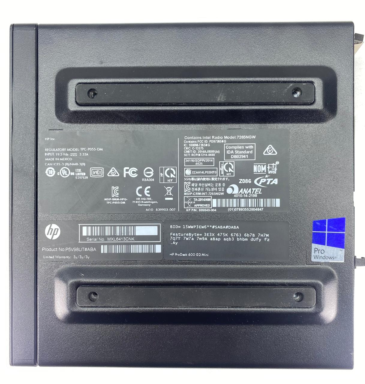Desktop HP ProDesk 600 G2 Mini PC  Core i5-6500T 16GB RAM DDR4 256GB M.2 SSD + 500GB HDD WINDOWS 11 PRO c/ adaptador