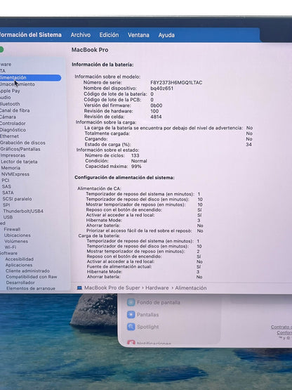 Laptop Apple MacBook M2 Pro 14.2" 3024x1964 (2K) 16GB RAM LPDDR5 512GB SSD macOS TAHOE c/ cargador