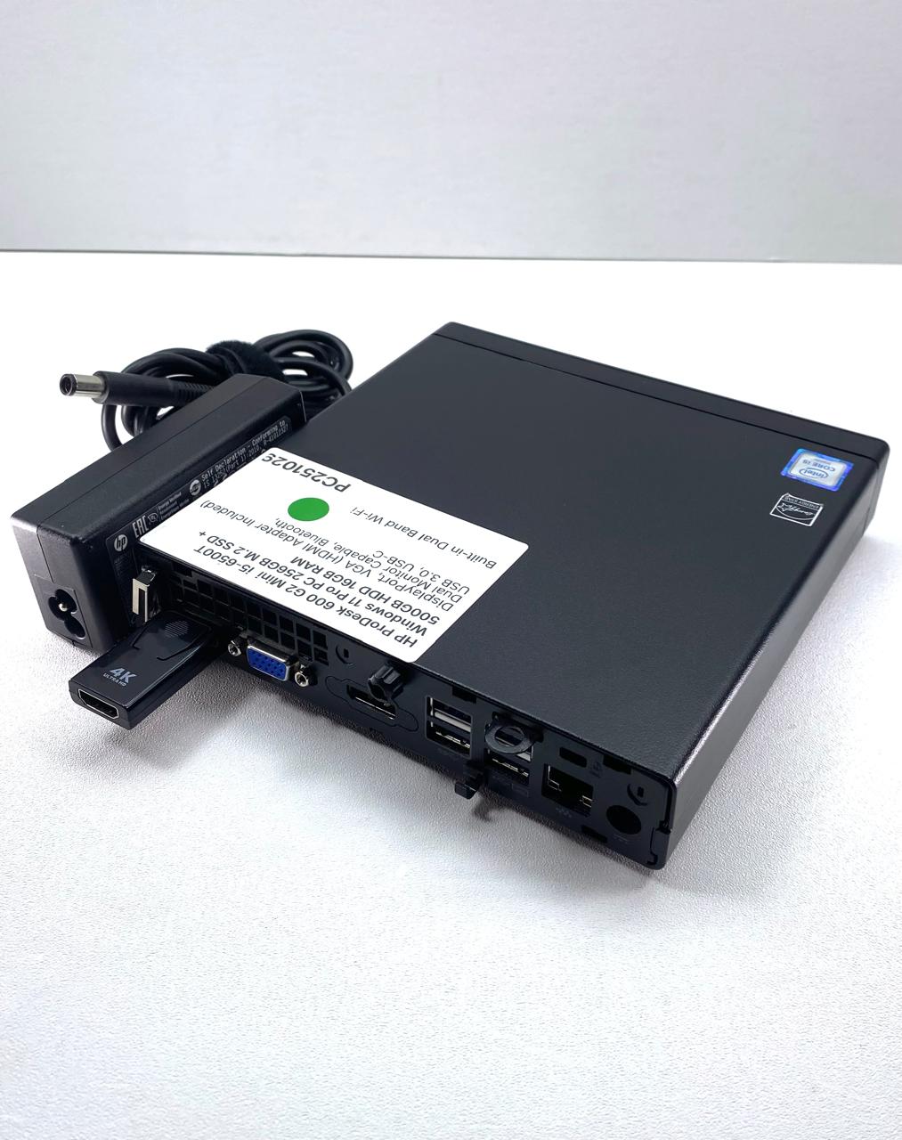 Desktop HP ProDesk 600 G2 Mini PC  Core i5-6500T 16GB RAM DDR4 256GB M.2 SSD + 500GB HDD WINDOWS 11 PRO c/ adaptador