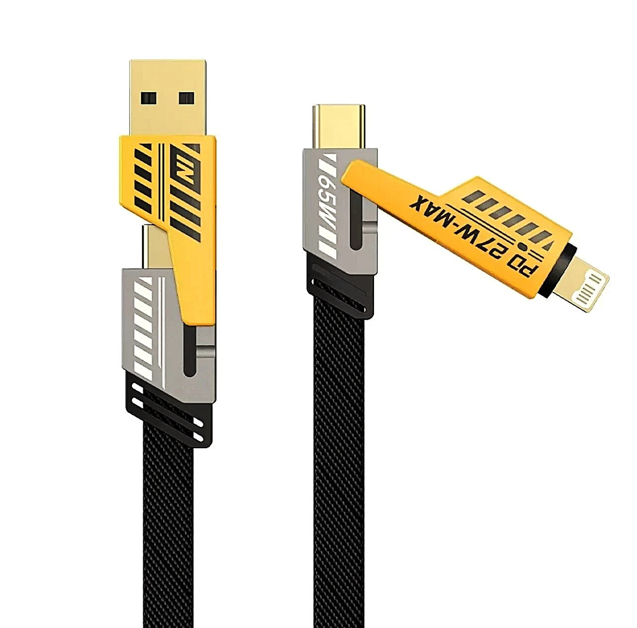 Cable 4 en 1 USB-C USB-A Lightning 65W Trenzado Nuevo